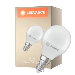 Ledvance Classic LED E14 Boll Matt 4.9W 470lm - 827 Extra Varm Vit | Ersättare 40W