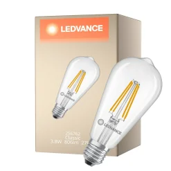 Ledvance Classic LED Edison E27 Päron Filament Klar 3.8W 806lm - 827 Extra Varm Vit | Ersättare 60W