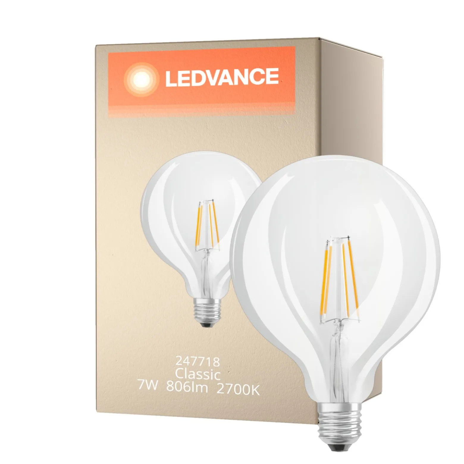Ledvance Classic LED E27 Globe Filament Klar 7W 806lm - 827 Extra Varm Vit | Ersättare 60W