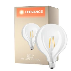 Ledvance Classic LED E27 Globe Filament Klar 4W 470lm - 827 Extra Varm Vit | Ersättare 40W