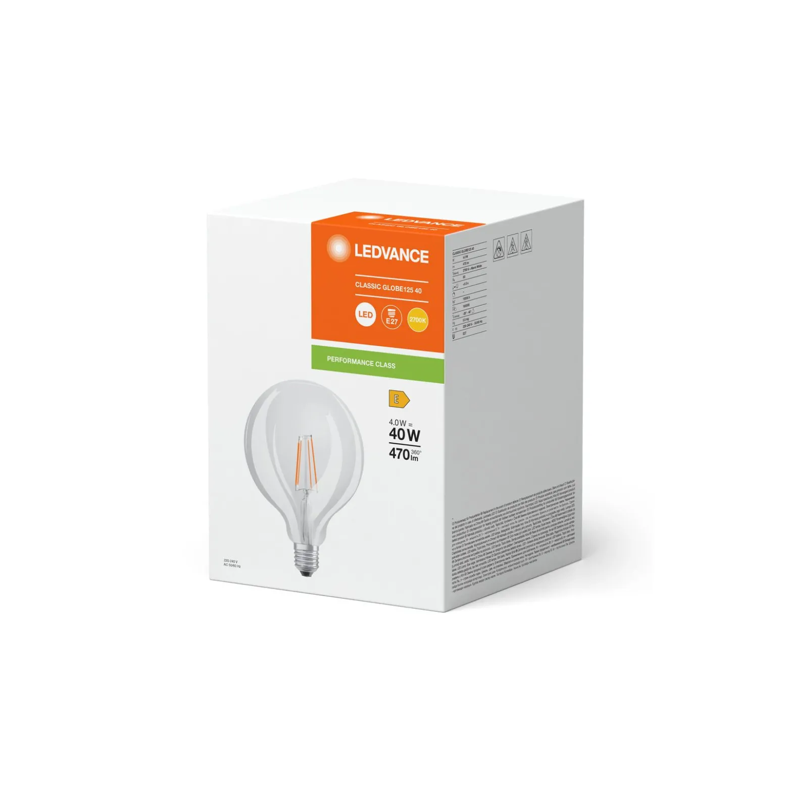 Ledvance Classic LED E27 Globe Filament Klar 4W 470lm - 827 Extra Varm Vit | Ersättare 40W