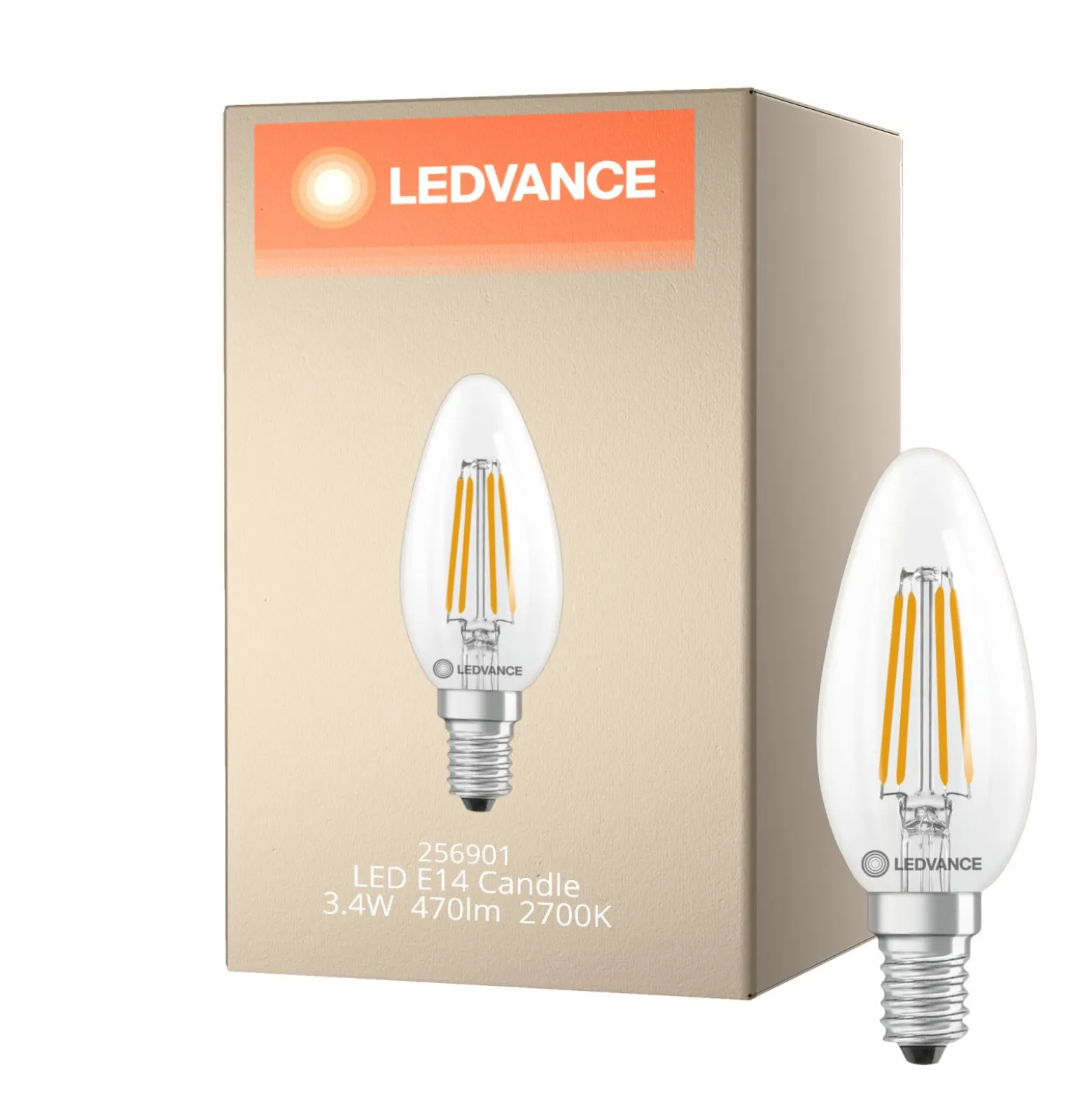 Ledvance Classic LED E14 Kronljus Filament Klar 3.4W 470lm - 827 Extra Varm Vit | Ersättare 40W