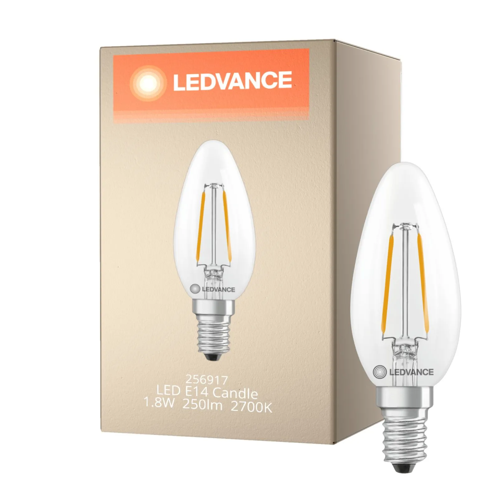 Ledvance Classic LED E14 Kronljus Filament Klar 1.8W 250lm - 827 Extra Varm Vit | Ersättare 25W