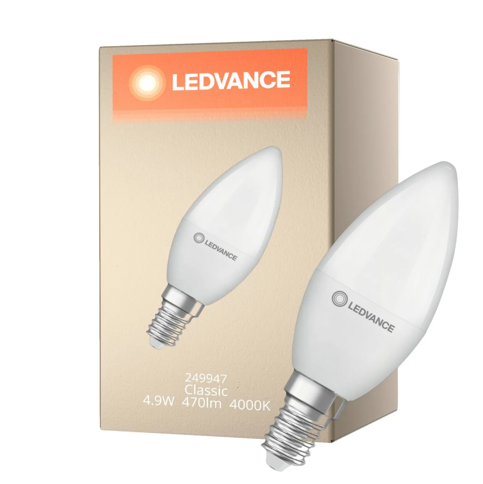 Ledvance Classic LED E14 Kronljus Matt 4.9W 470lm - 840 Kallvit | Ersättare 40W