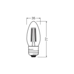Ledvance Classic LED E27 Kronljus Filament Klar 3.4W 470lm - 827 Extra Varm Vit | Ersättare 40W