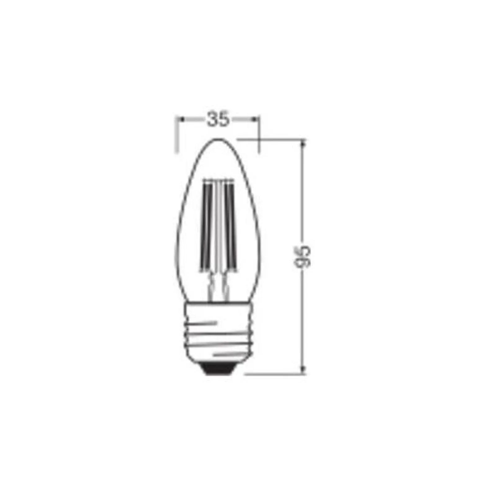 Ledvance Classic LED E27 Kronljus Filament Klar 3.4W 470lm - 827 Extra Varm Vit | Dimbar - Ersättare 40W