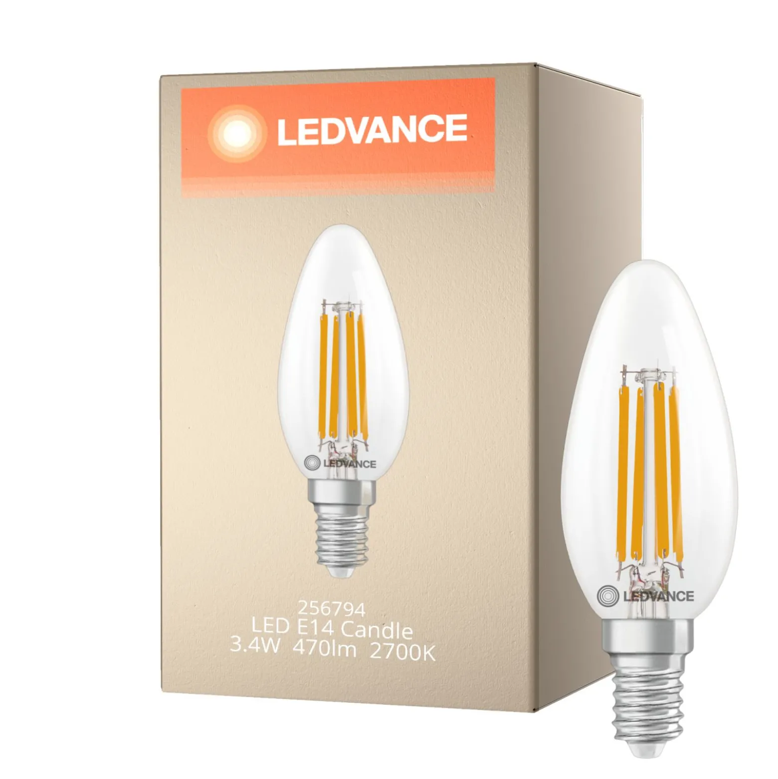 Ledvance Classic LED E14 Kronljus Filament Klar 3.4W 470lm - 827 Extra Varm Vit | Dimbar - Ersättare 40W