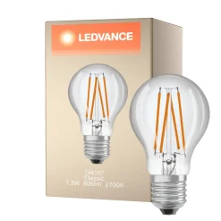 Ledvance Classic LED E27 Päron Filament Klar 7.3W 806lm - 827 Extra Varm Vit | Ersättare 60W