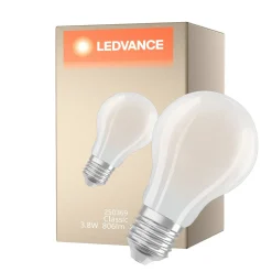 Ledvance Classic LED E27 Päron Filament Matt 3.8W 806lm - 827 Extra Varm Vit | Dimbar - Ersättare 60W