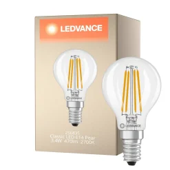 Ledvance Classic LED E14 Päron Filament Klar 3.4W 470lm - 827 Extra Varm Vit | Ersättare 40W