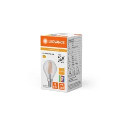 Ledvance Classic LED E14 Päron Filament Klar 4.2W 470lm - 927 Extra Varm Vit | Bästa färgåtergivning - Dimbar - Ersättare 40W