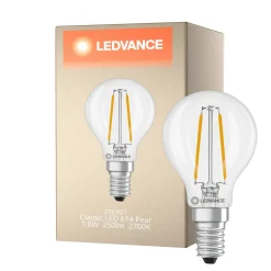 Ledvance Classic LED E14 Päron Filament Klar 1.8W 250lm - 827 Extra Varm Vit | Ersättare 25W