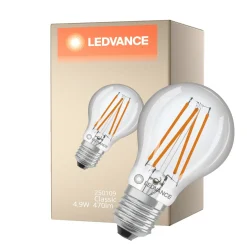Ledvance Classic LED E27 Päron Filament Klar 4.9W 470lm - 827 Extra Varm Vit | Ersättare 40W