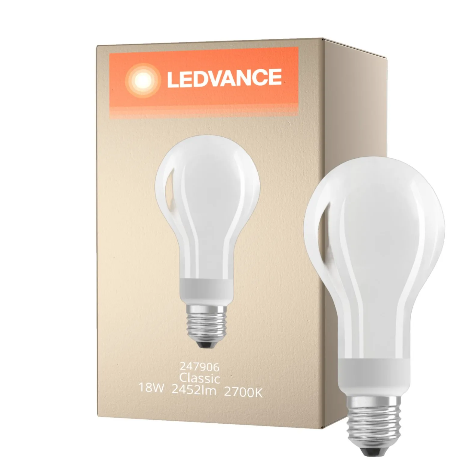 Ledvance Classic LED E27 Päron Filament Matt 18W 2452lm - 827 Extra Varm Vit | Dimbar - Ersättare 150W