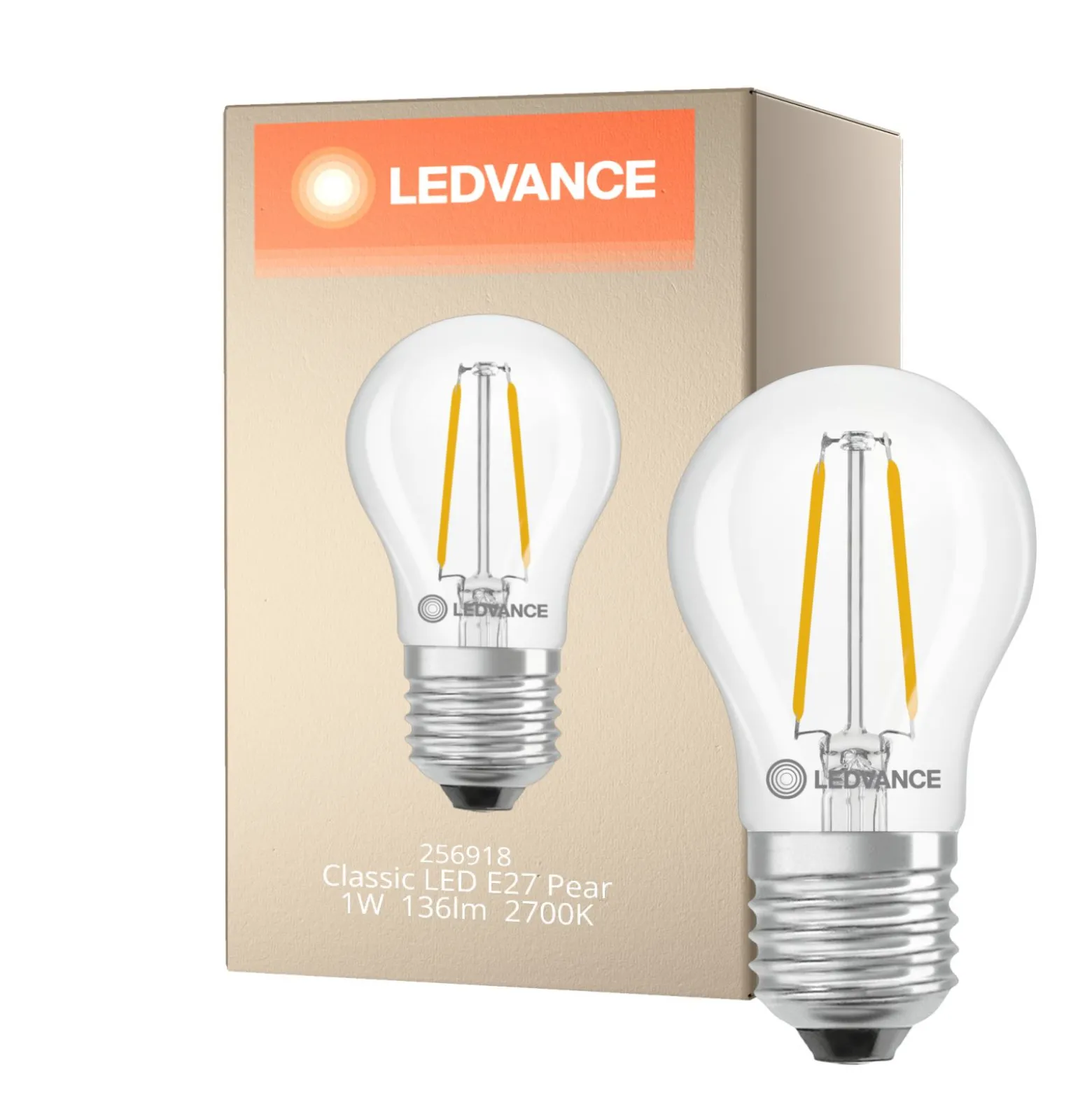 Ledvance Classic LED E27 Päron Filament Klar 1W 136lm - 827 Extra Varm Vit | Ersättare 15W