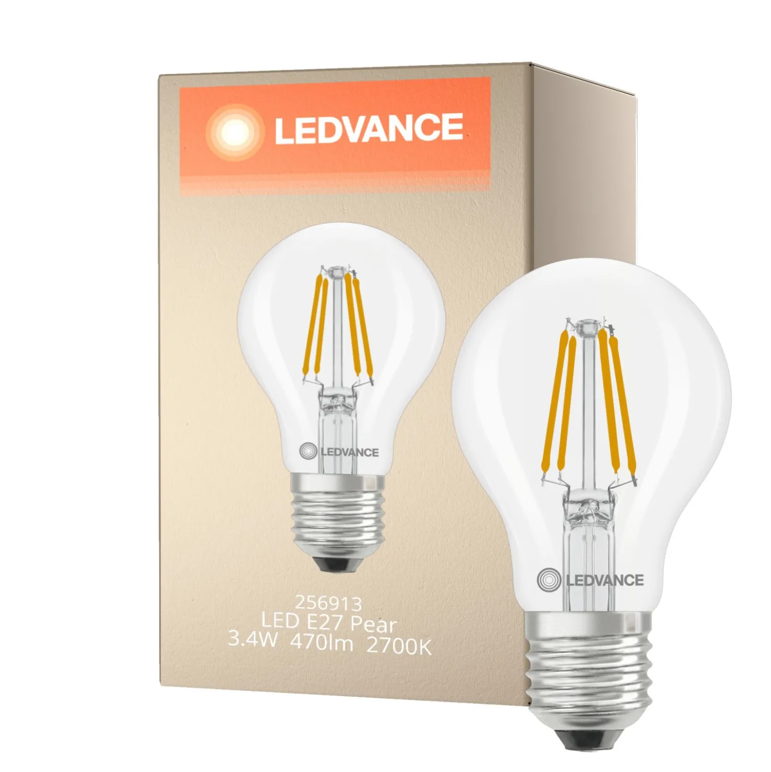 Ledvance Classic LED E27 Päron Filament Klar 3.4W 470lm - 827 Extra Varm Vit | Ersättare 40W