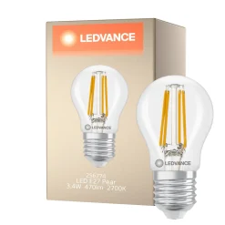 Ledvance Classic LED E27 Päron Filament Klar 3.4W 470lm - 827 Extra Varm Vit | Dimbar - Ersättare 40W