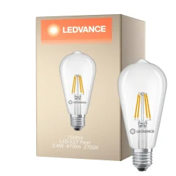 Ledvance Classic LED E27 Päron Filament Klar 3.4W 470lm - 827 Extra Varm Vit | Ersättare 40W
