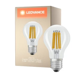 Ledvance Classic LED E27 Päron Filament Klar 7.2W 1521lm - 827 Extra Varm Vit | Ersättare 100W