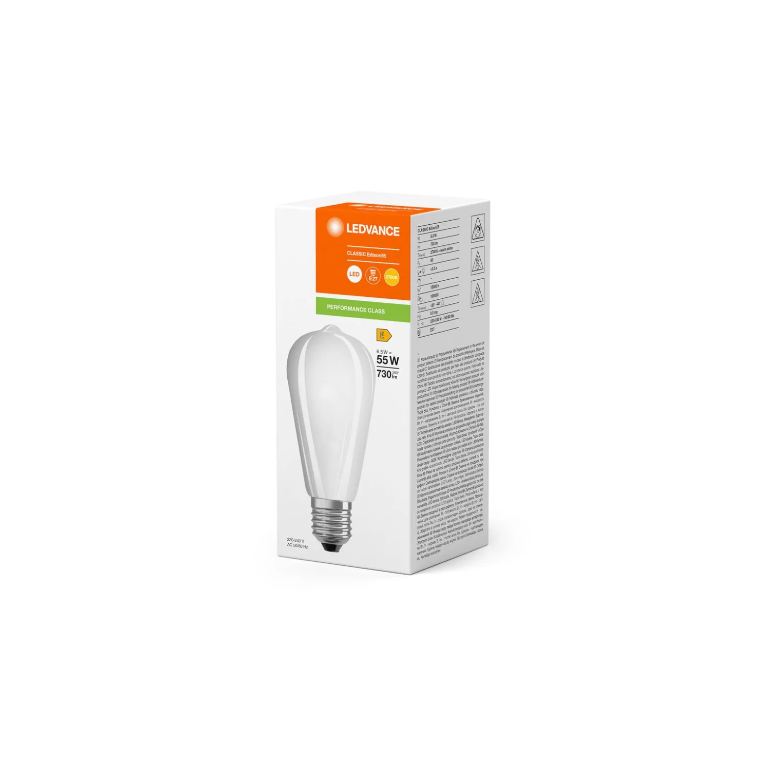 Ledvance Classic LED E27 Päron Filament Matt 6.5W 730lm - 827 Extra Varm Vit | Ersättare 55W