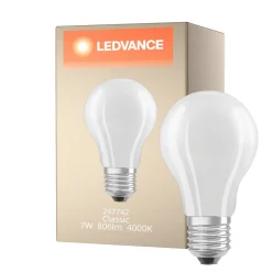 Ledvance Classic LED E27 Päron Filament Matt 7W 806lm - 840 Kallvit | Dimbar - Ersättare 60W