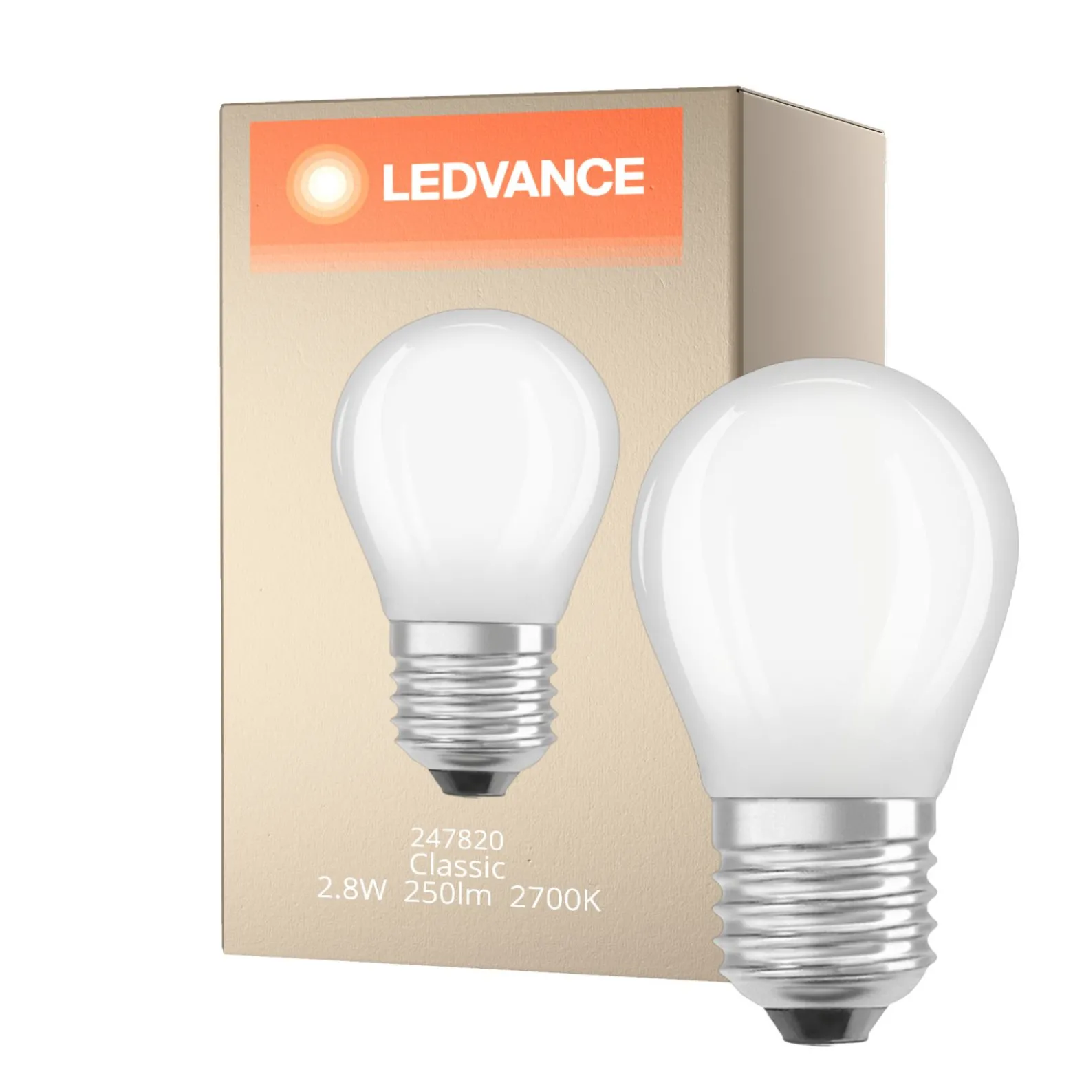 Ledvance Classic LED E27 Päron Filament Matt 2.8W 250lm - 827 Extra Varm Vit | Dimbar - Ersättare 25W