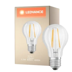 Ledvance Classic LED E27 Päron Filament Klar 6.5W 806lm - 840 Kallvit | Ersättare 60W