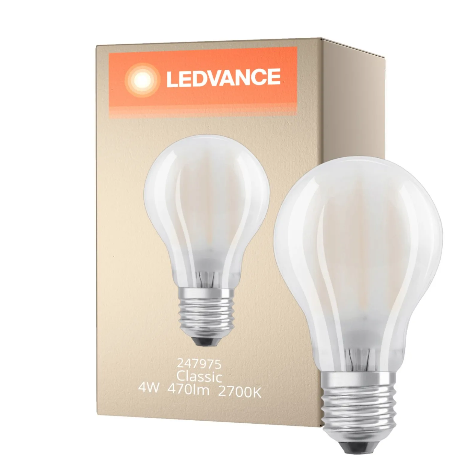 Ledvance Classic LED E27 Päron Filament Matt 4W 470lm - 827 Extra Varm Vit | Ersättare 40W