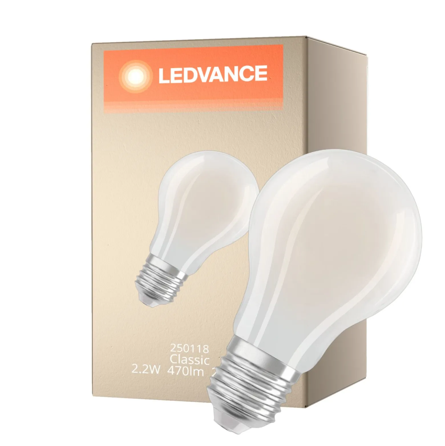 Ledvance Classic LED E27 Päron Filament Matt 2.2W 470lm - 827 Extra Varm Vit | Dimbar Ersättare 40W