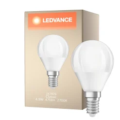 Ledvance Classic LED E14 Päron Matt 4.9W 470lm - 827 Extra Varm Vit | Dimbar - Ersättare 40W