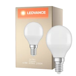 Ledvance Classic LED E14 Päron Matt 4.9W 470lm - 827 Extra Varm Vit | Ersättare 40W