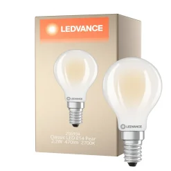 Ledvance Classic LED E14 Päron Matt 2.2W 470lm - 827 Extra Varm Vit | Ersättare 40W