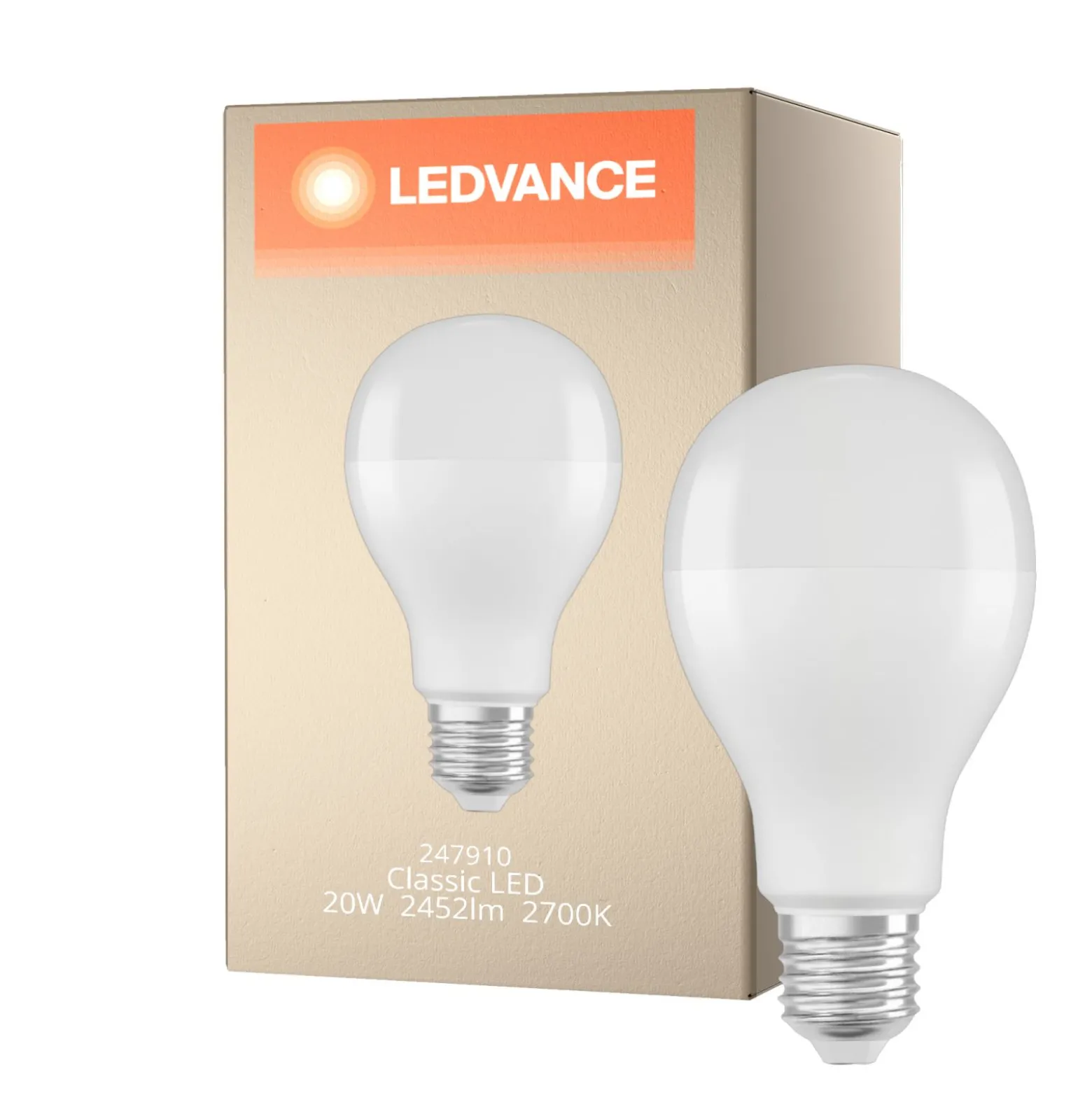 Ledvance Classic LED E27 Päron Matt 20W 2452lm - 827 Extra Varm Vit | Dimbar - Ersättare 150W
