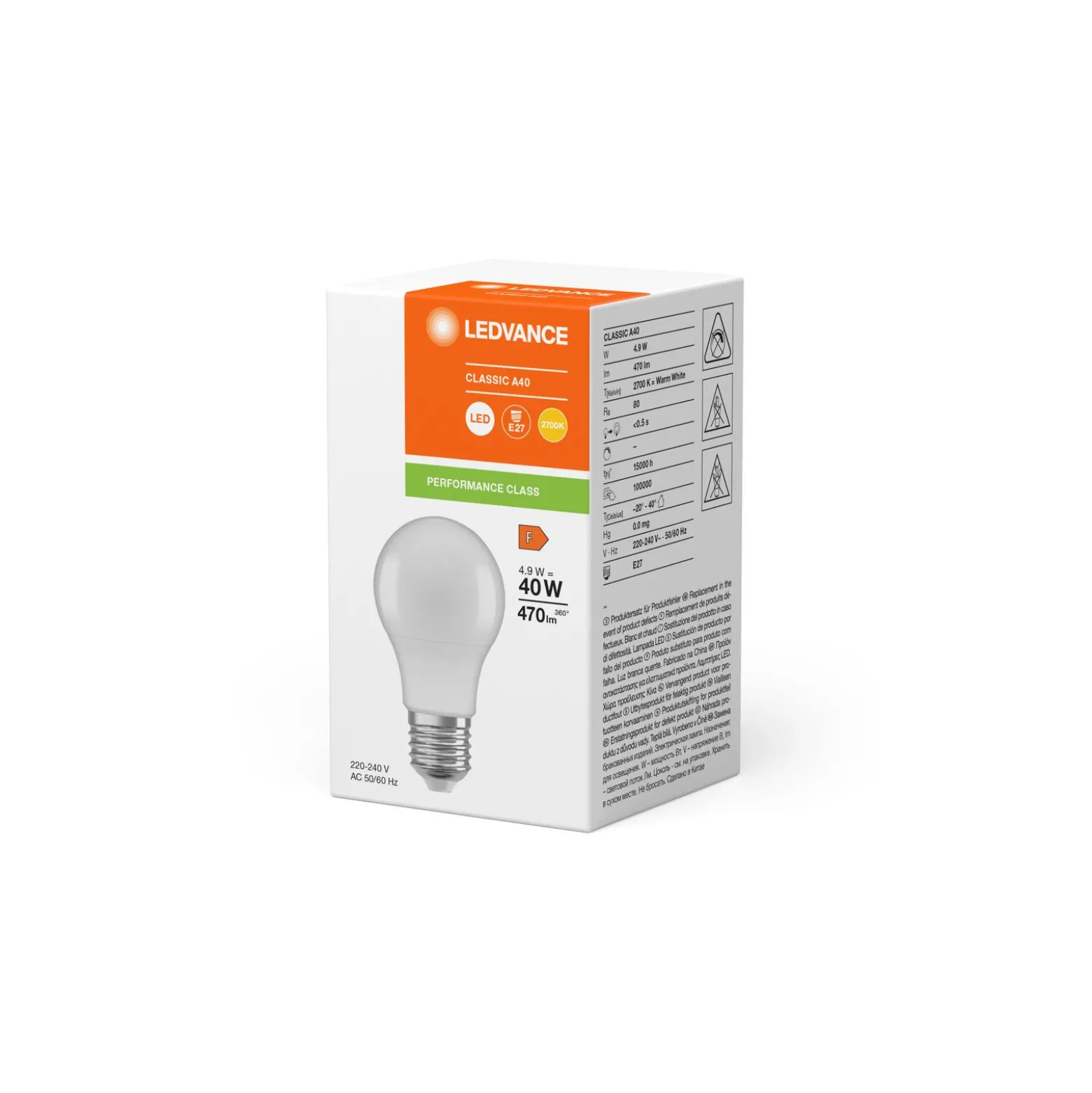 Ledvance Classic LED E27 Päron Matt 4.9W 470lm - 827 Extra Varm Vit | Ersättare 40W