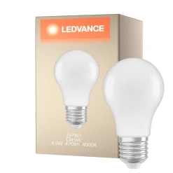 Ledvance Classic LED E27 Päron Matt 4.9W 470lm - 840 Kallvit | Ersättare 40W
