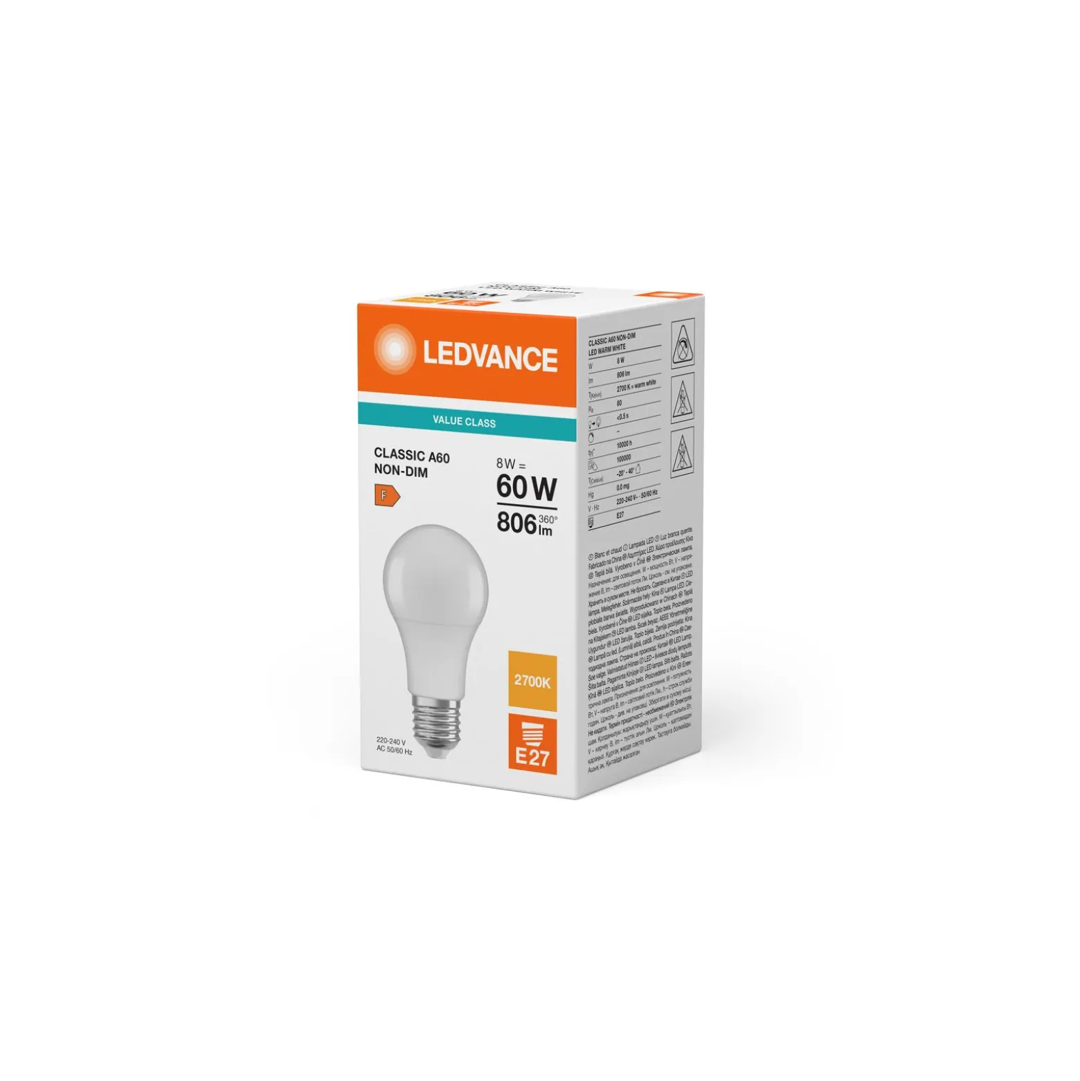 Ledvance Classic LED E27 Päron Matt 8.5W 806lm - 827 Extra Varm Vit | Ersättare 60W
