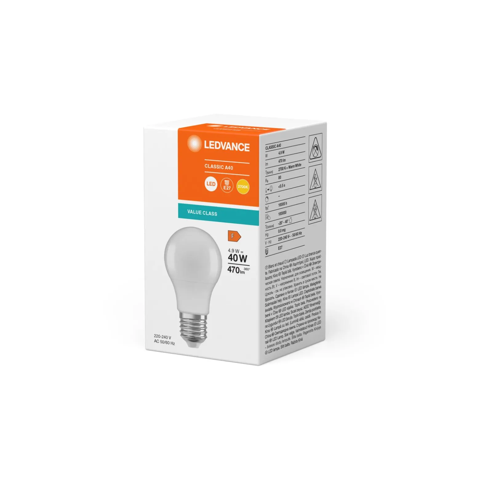 Ledvance Classic LED E27 Päron Matt 4.9W 470lm - 827 Extra Varm Vit | Ersättare 40W