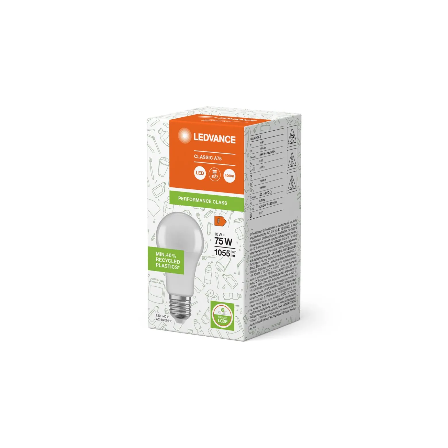 Ledvance Classic LED E27 Päron Matt 10W 1055lm - 840 Kallvit | Ersättare 75W