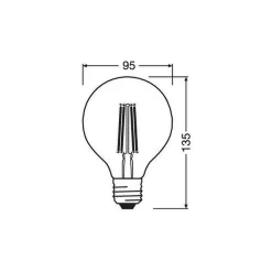 Ledvance Classic LED Globe E27 Globe Filament Klar 3.8W 806lm - 827 Extra Varm Vit | Ersättare 60W