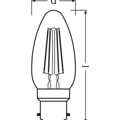 Ledvance Classic Performance LED Lampa B22d Kronljus Filament Klar 4W 470lm - 827 Extra Varm Vit | Ersättare 40W