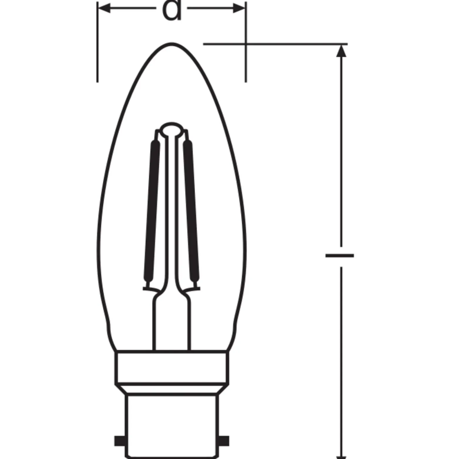 Ledvance Classic Performance LED Lampa B22d Kronljus Filament Klar 2.5W 250lm - 827 Extra Varm Vit | Ersättare 25W