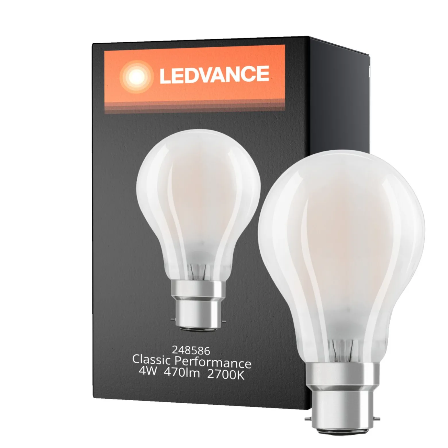 Ledvance Classic Performance LED Lampa B22d Päron Filament Matt 4W 470lm - 827 Extra Varm Vit | Ersättare 40W