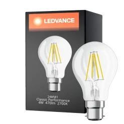 Ledvance Classic Performance LED Lampa B22d Päron Filament Klar 4W 470lm - 827 Extra Varm Vit | Ersättare 40W