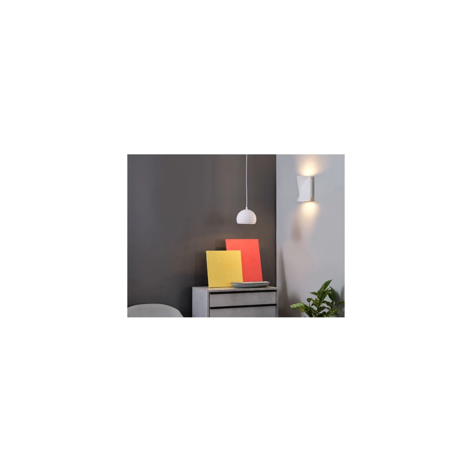 Ledvance Decor Gips/Stål Cup Pendellampa Vit | Passande för E27