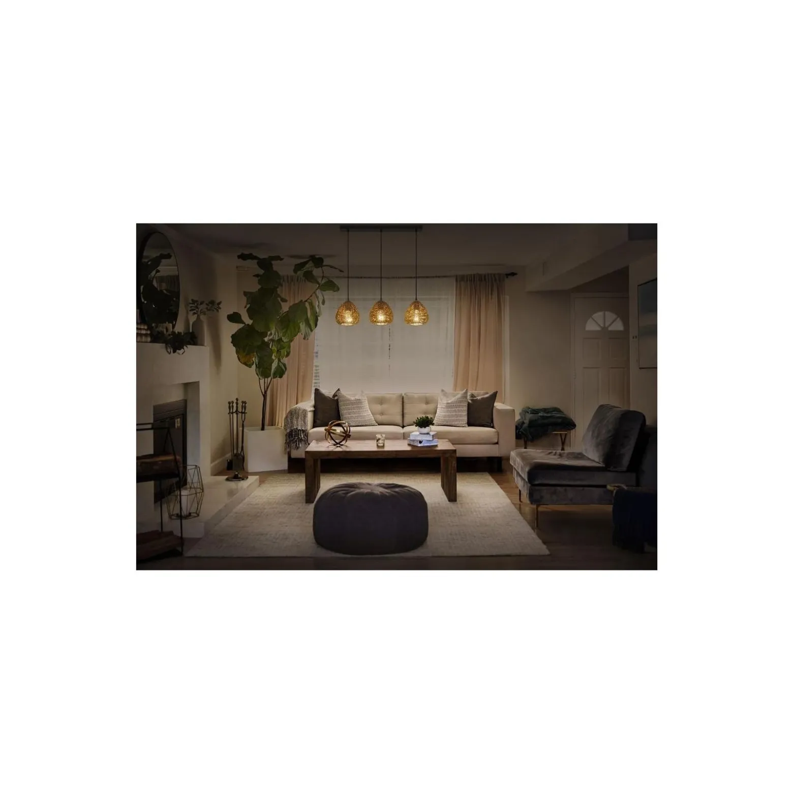 Ledvance Decor Papper Drop Papper/Stål Pendellampa Beige | Passande för 3X E27