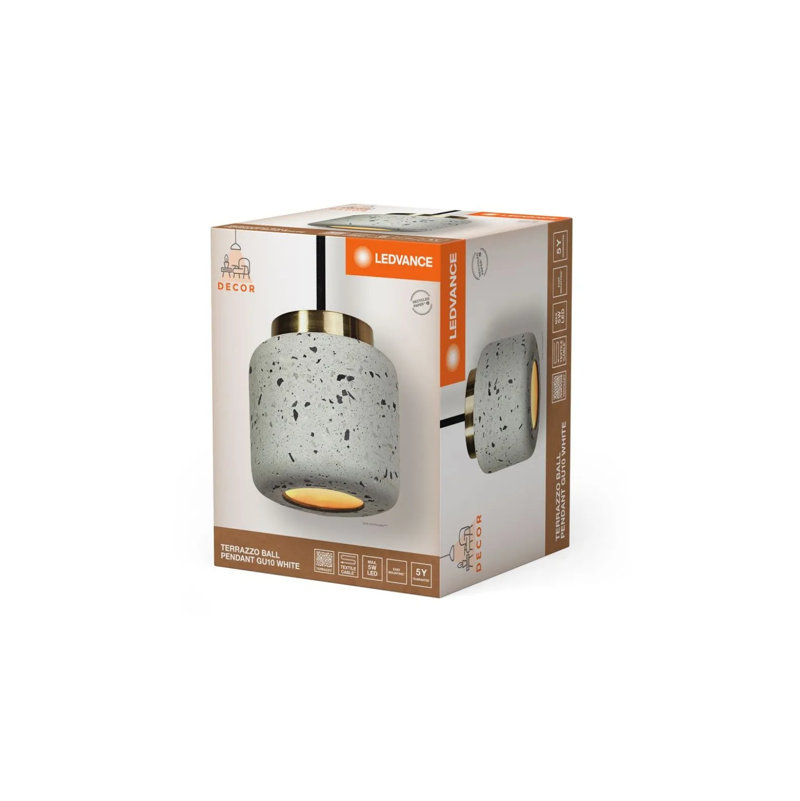 Ledvance Decor Pendellampa Terazzo Boll Vit | Passande för 1x GU10