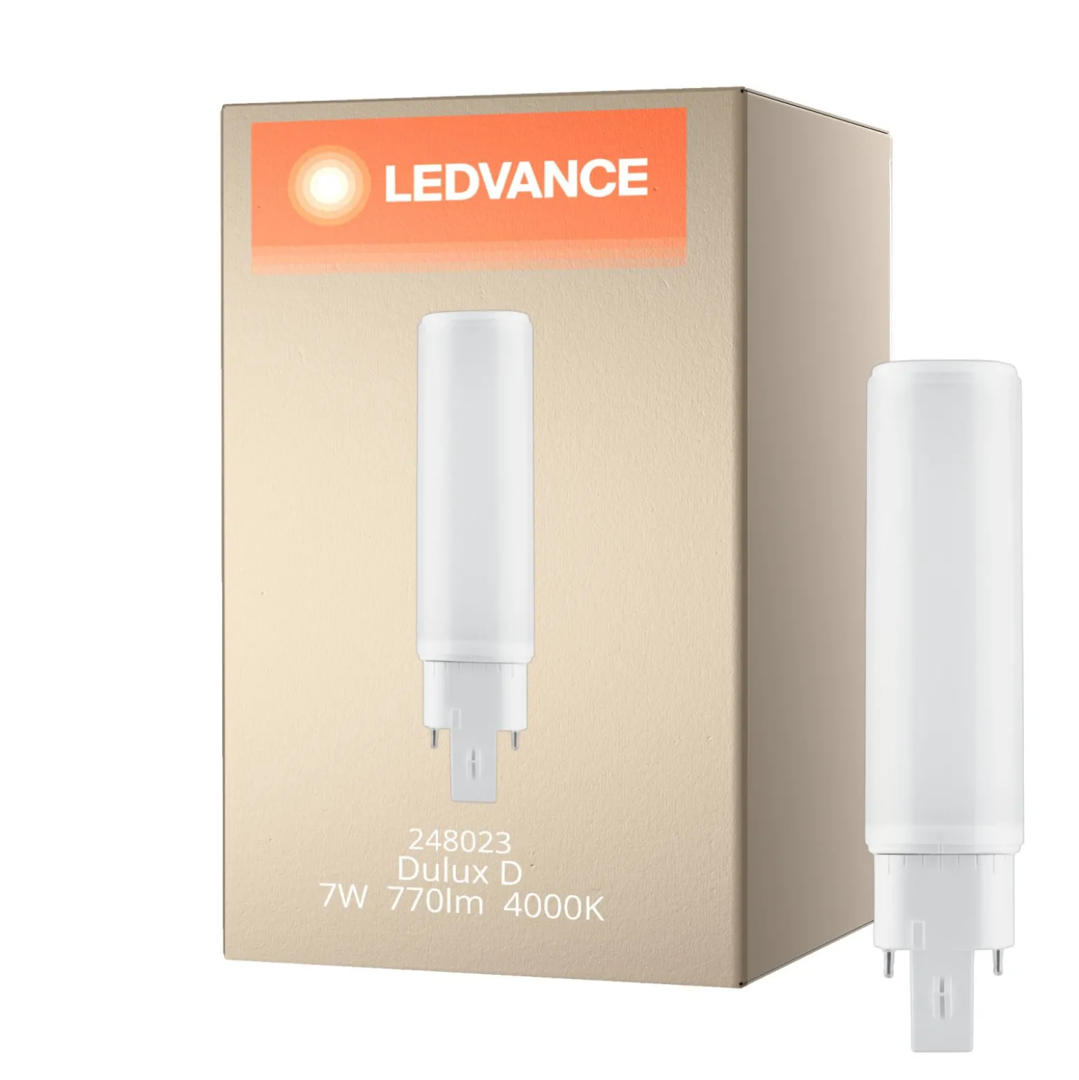 Ledvance Dulux-D LED 7W - 840 Kallvit | 4-Stift - Ersättare 18W