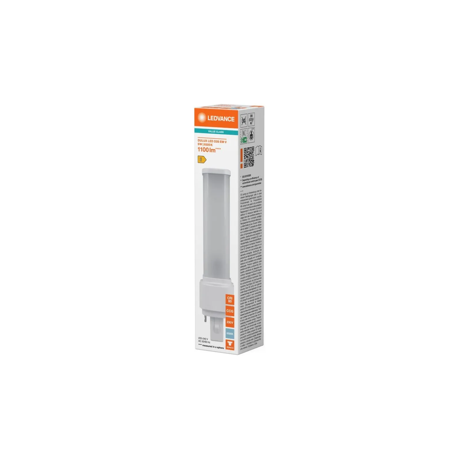 Ledvance DULUX LED D EM & AC Mains Value 9W 1100lm - 865 Dagsljus | Ersättare 26W