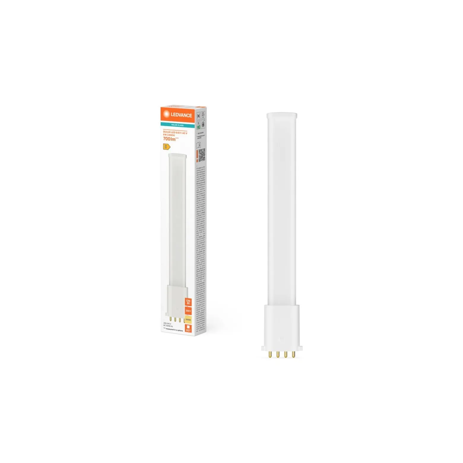 Ledvance Dulux-S/E LED Mains Value 6W 700lm - 830 Varm Vit | Ersättare 11W
