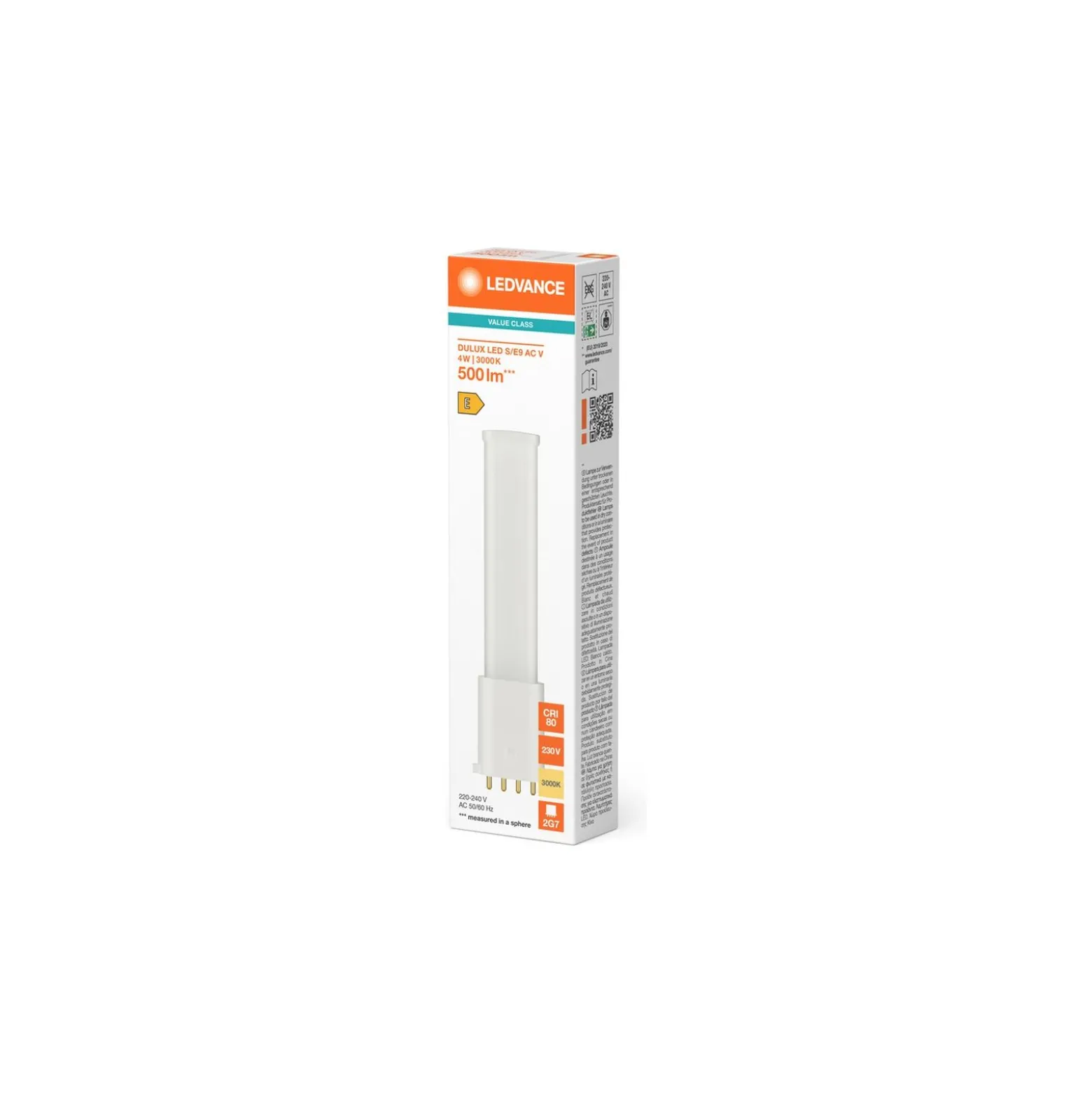 Ledvance Dulux-S/E LED Mains Value 4W 500lm - 830 Varm Vit | Ersättare 9W